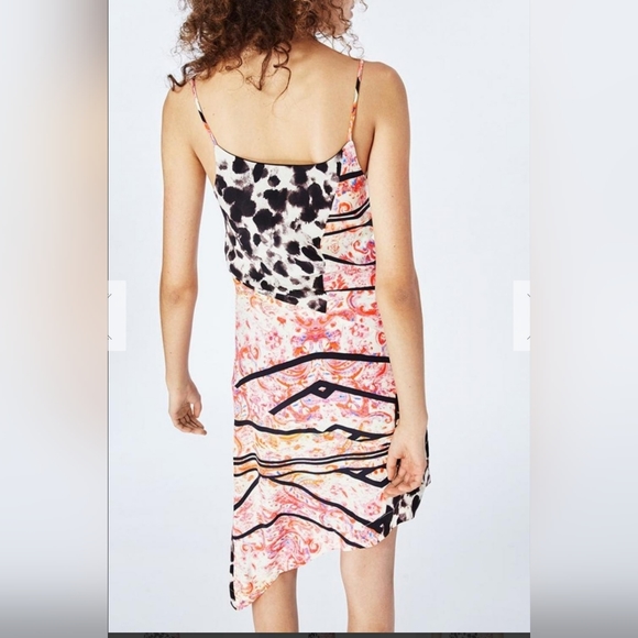 New Nicole Miller Collection Francha Strappy Pink Multi Silk Dress Asymmetric 2 - Picture 3 of 16